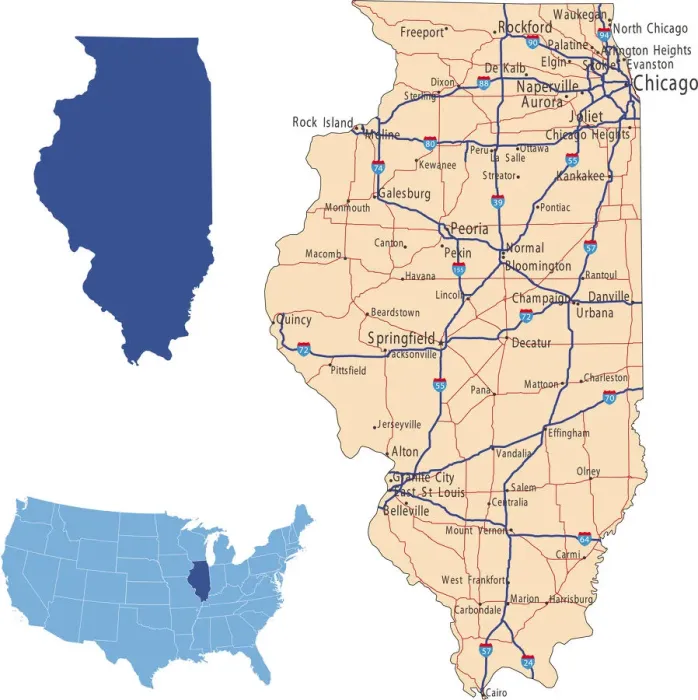 Framed Print : Illinois Road Map Print - Reference Maps Framed Print : Illinois Road Map Print - Reference Maps