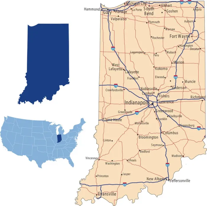 Framed Print : Indiana State Road Map Print - Reference Maps Framed Print : Indiana State Road Map Print - Reference Maps