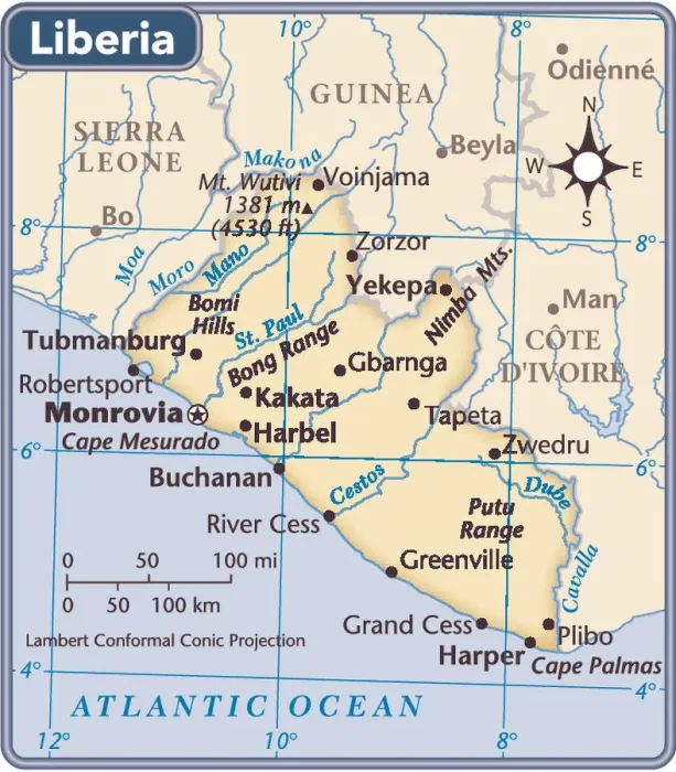Framed Print : Liberia Country Map Print (Reference Maps, 2011 Edition) Framed Print : Liberia Country Map Print (Reference Maps, 2011 Edition)