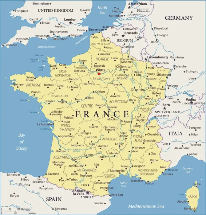 Framed Print : France Vector Map Print - Reference Illustration Framed Print : France Vector Map Print - Reference Illustration