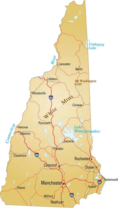 Framed Print : New Hampshire Map Print Framed Print : New Hampshire Map Print