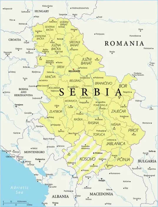 Framed Print : Vector Map of Serbia Print - Reference Maps