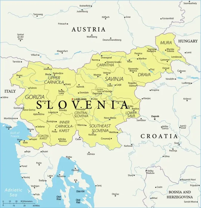 Framed Print : Vector Map of Slovenia Print - Reference Maps Framed Print : Vector Map of Slovenia Print - Reference Maps