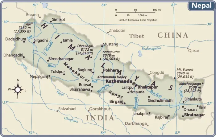 Framed Print : Nepal Country Map Print (Reference Maps) 2011 Edition Framed Print : Nepal Country Map Print (Reference Maps) 2011 Edition