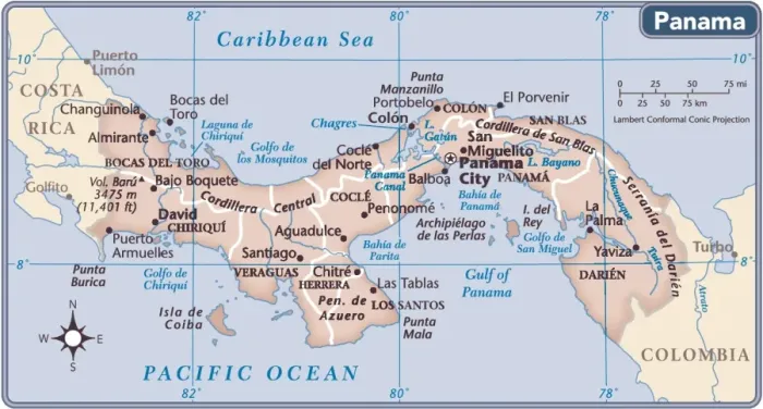 Framed Print : Panama 2011 Reference Maps Print Framed Print : Panama 2011 Reference Maps Print