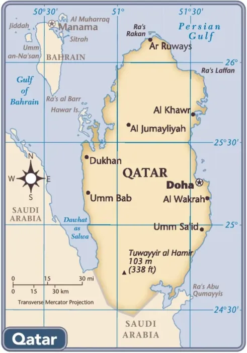 Framed Print : Qatar Country Map 2011 Print (Reference Maps)