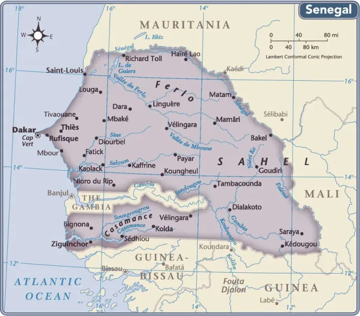 Framed Print : Senegal Country Map Print 2011 Reference Edition Framed Print : Senegal Country Map Print 2011 Reference Edition