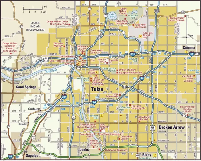 Framed Print : Tulsa Area Map Print 2010 Reference Edition Framed Print : Tulsa Area Map Print 2010 Reference Edition
