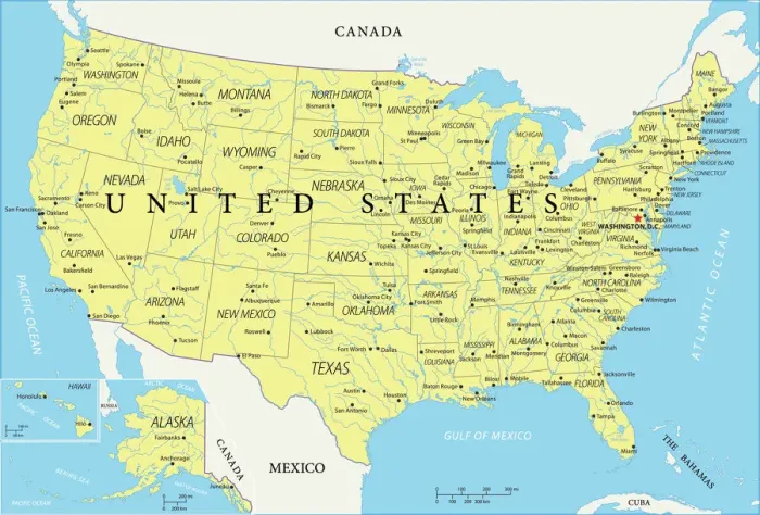 Framed Print : United States Reference Map Print Framed Print : United States Reference Map Print