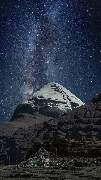 Milky way over Mt. Kailash in Tibet