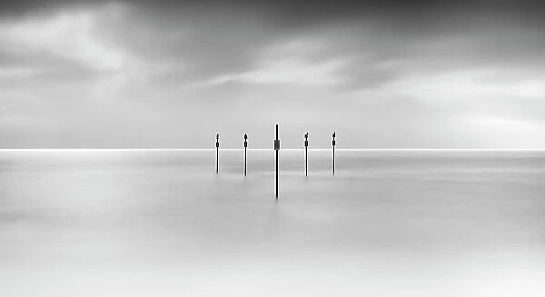 Minimal posts are arranged symmetrically in sea