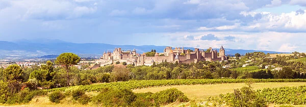 Panoramic of the old city of Carcassonne, France