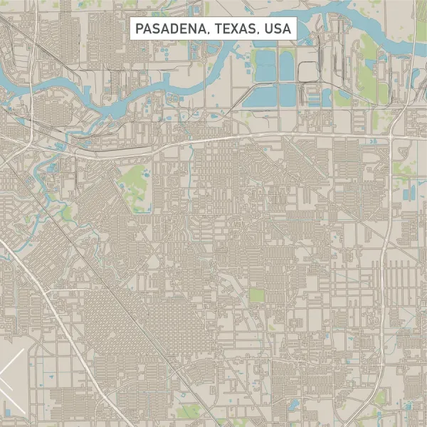 Pasadena Texas US City Street Map For sale as Framed Prints, Photos