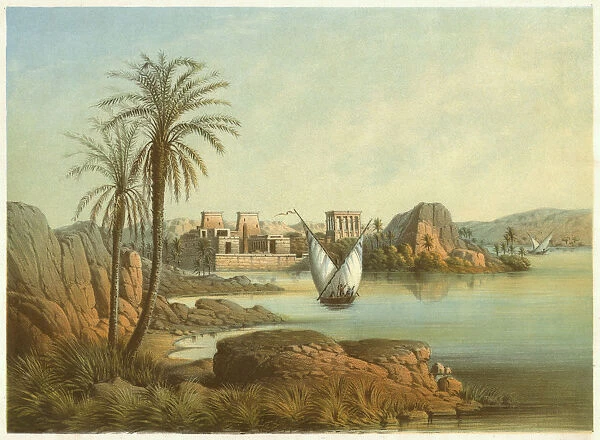 Philae island (Egypt), by Ernst Weidenbach (1818-1882), lithograph, published 1861