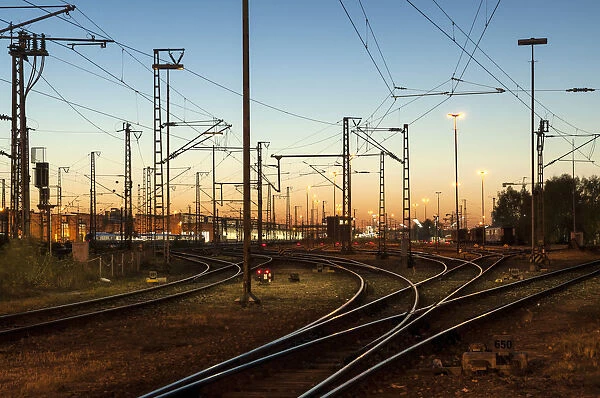 Railway tracks near Munichs main railway station, Munich, Upper Bavaria, Bavaria, Germany