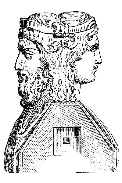 Roman God Janus. Illustration of a Roman God Janus