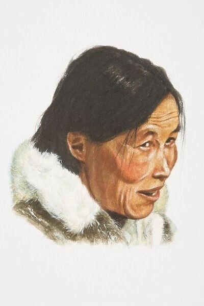 Russia, head of Russian Inuit woman, side view