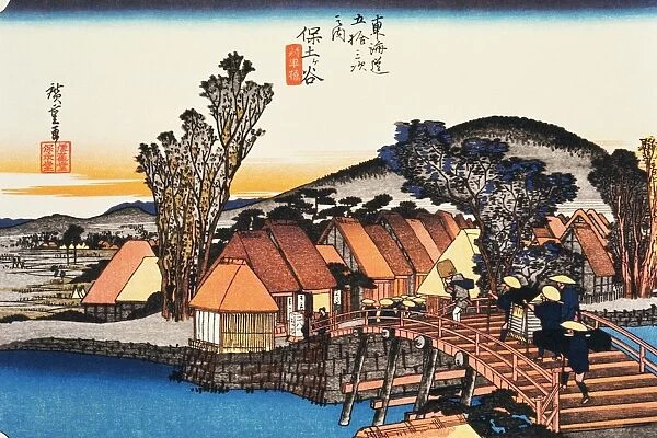 Scenery of Hodogaya in Edo Period, Painting, Woodcut, Japanese Wood Block Print