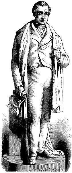 Statue of railway pioneer George Stephenson The Illustrated London News