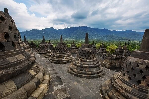 Stupas at Borobudur, Magelang, Central Java, Indonesia