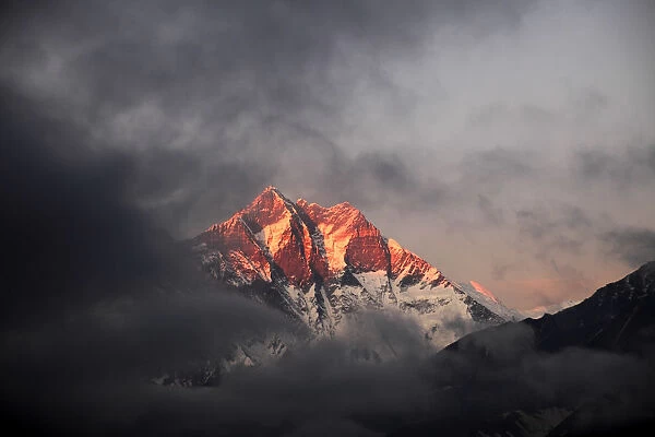 Sunset over the Snow Capped Lhotse mountain