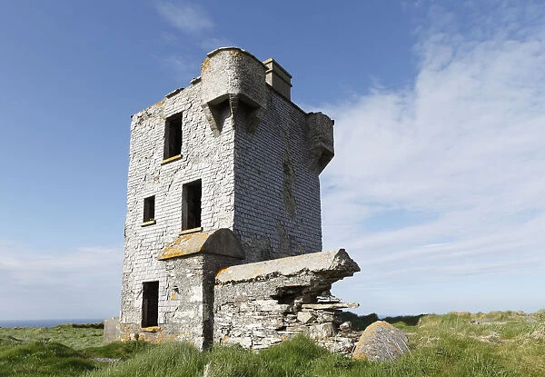 Tower ruin on Brow Head, Mizen Head Peninsula, West Cork, Republic of Ireland, British Isles, Europe