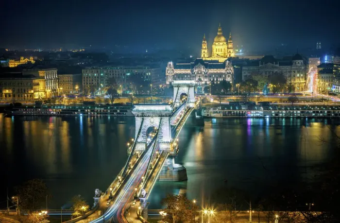Framed Print : Budapest Chain Bridge by Night Print Framed Print : Budapest Chain Bridge by Night Print