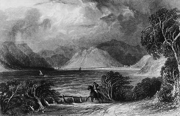 Ullswater. A view of Ullswater, Cumbria, from Pooley Bridge, circa 1835