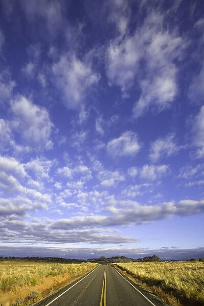 USA, Utah, Canyonlands National Park, cumulus clouds over roadway