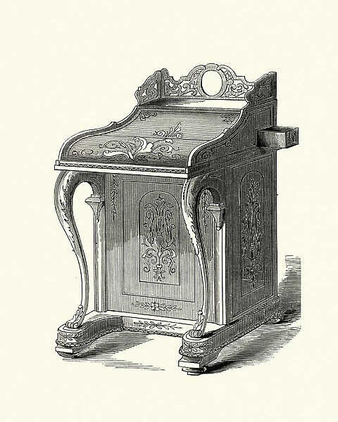 Victorian decor, escritoire writing desk, 1855