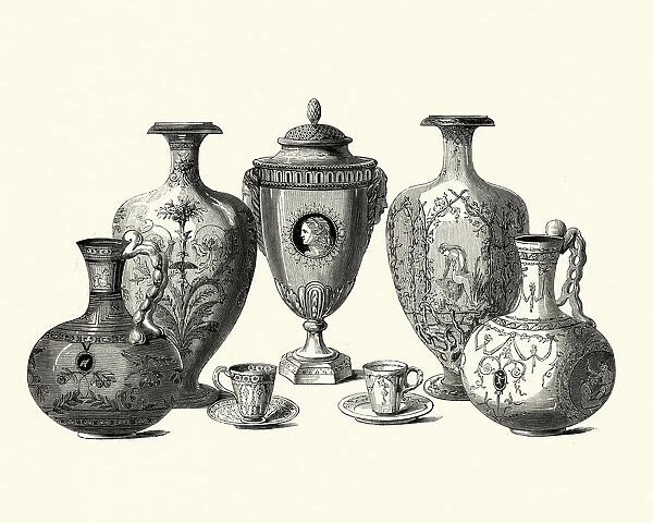 Victorian decor, Porcelin vases by Copeland, 1855