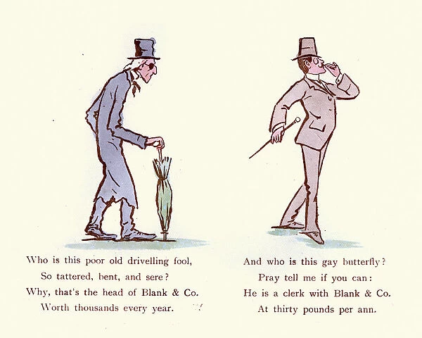 Victorian satirical cartoon, The Miser and the Dandy