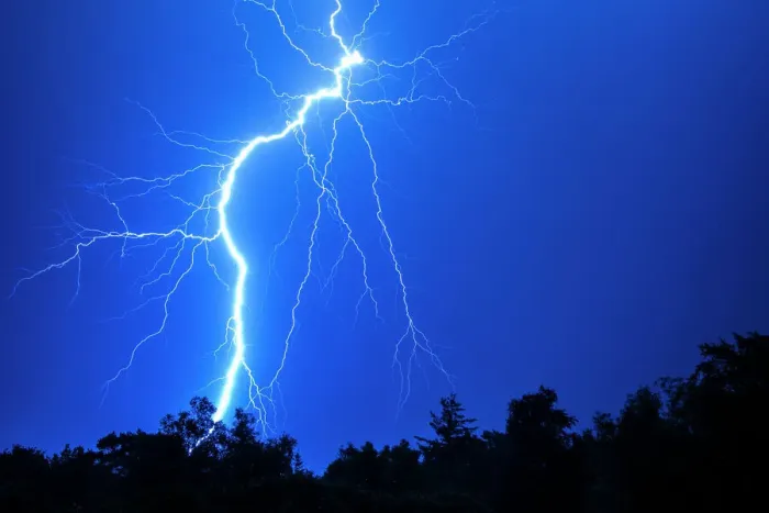 Framed Print : Massive Fork Lightning Strike Nighttime Print Framed Print : Massive Fork Lightning Strike Nighttime Print