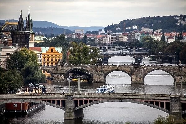 The Vltava river and Charles bridge in Prague