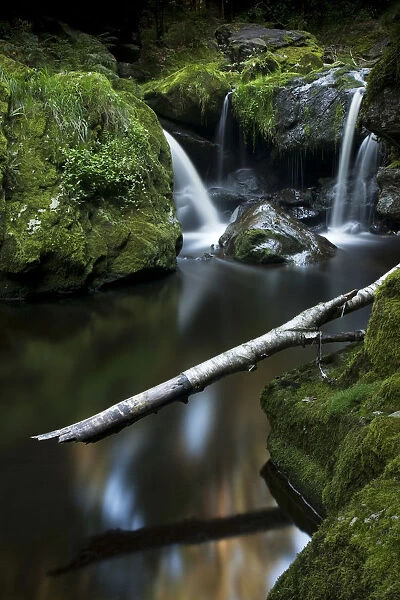 Waterfall in the Steinklamm gorge, Nationalpark Bayrischer Wald National Park Bavarian Forest, Bavaria, Germany, Europe