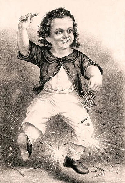 Young Child Celebrates the Fourth of July with Fireworks