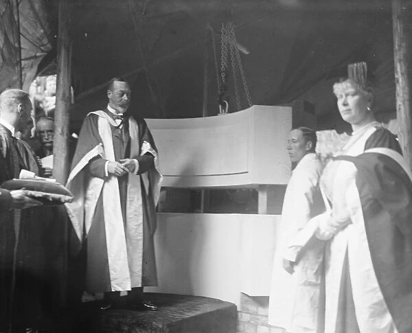 King George V and Queen Mary at the laying of the foundation stone of the new London