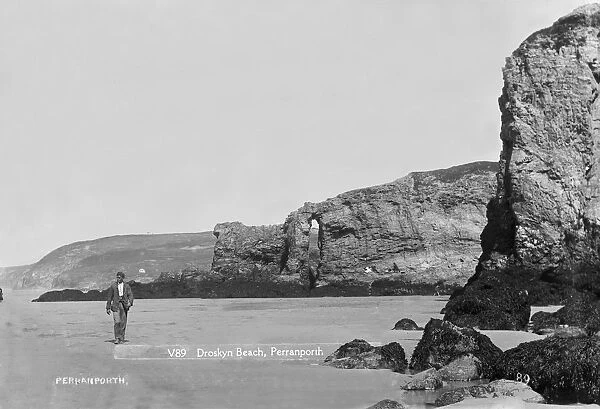 Droskyn Beach, Perranporth, Perranzabuloe, Cornwall. Early 1900s