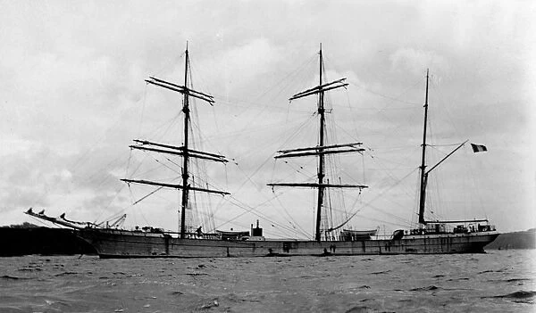 The French three-masted barque La Fontaine off Falmouth, Cornwall. July 1909
