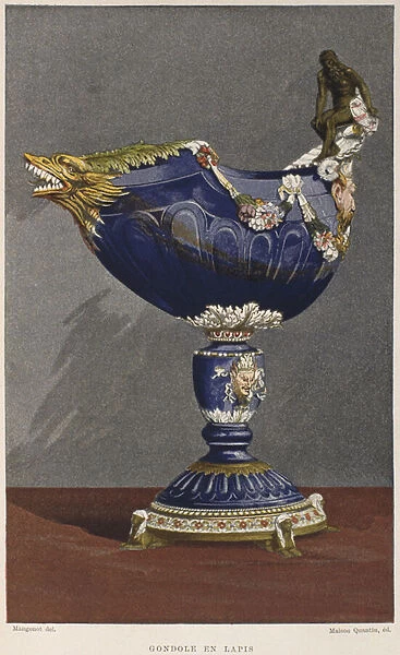 16th century gondola shaped cup inlaid with lapis lazuli