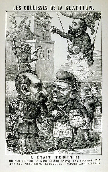 1871 Cartoon depicting Leon Gambetta, Napoleon III and other politicians of the Paris Commune period