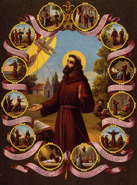 19th century depiction of St Francis of Assisi. Saint Francis of Assisi (1182 - 1226). was an Italian Roman Catholic friar. deacon and preacher