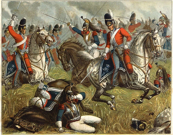 The 2nd Royal North British dragoons at Waterloo (1815) - in Harpers Young People', 1889