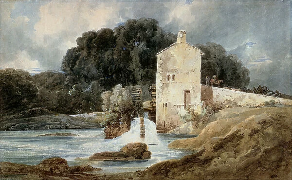 The Abbey Mill, Knaresborough, c. 1801 (w  /  c with bodycolour over graphite on laid paper)
