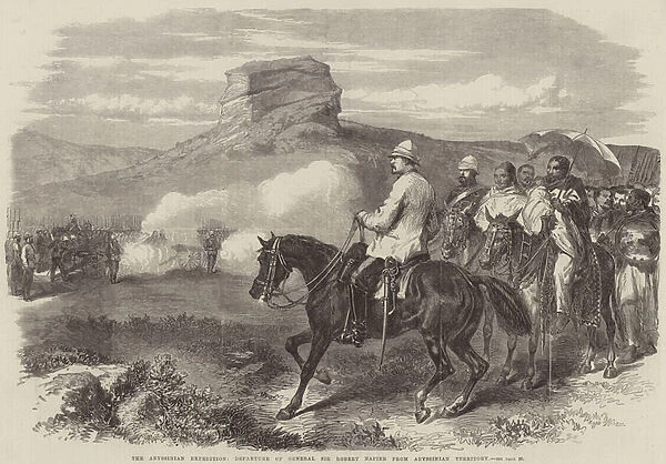 The Abyssinian Expedition, Departure of General Sir Robert Napier from Abyssinian Territory (engraving)