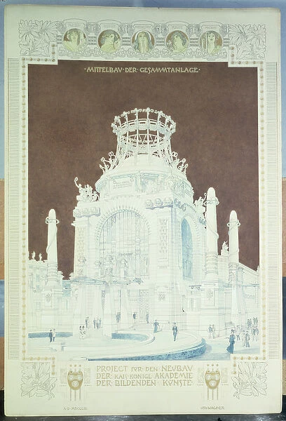 Academy of Fine Arts, Vienna, design for the Hall of Honour (coloured pencil)