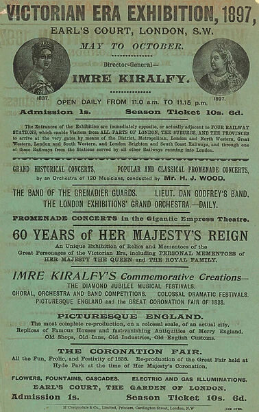 Advert for Victorian Era Exhibition, 1897, at Earls Court (engraving)