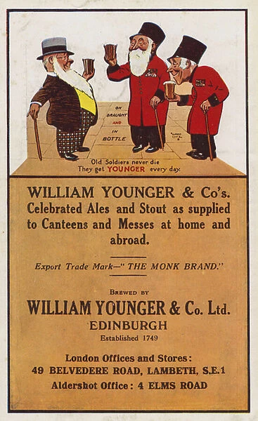 Advertisement for William Younger & Cos ales and stout, 1926 (colour litho)