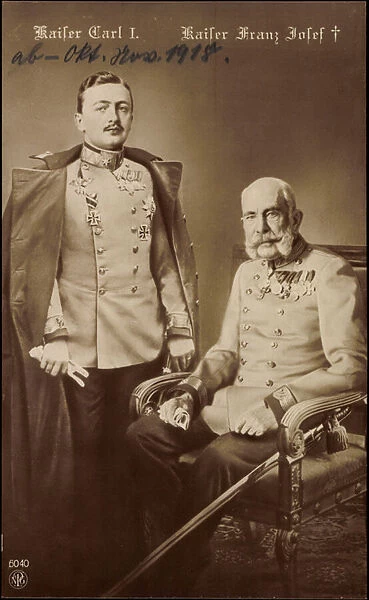 Ak Kaiser Carl I. Emperor Franz Josef I. NPG 6040, Sword (b  /  w photo)
