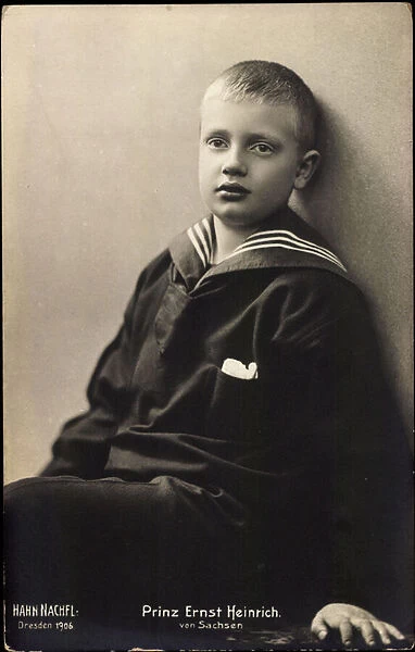 Ak Prince Ernst Heinrich von Sachsen, Sailor uniform (b  /  w photo)